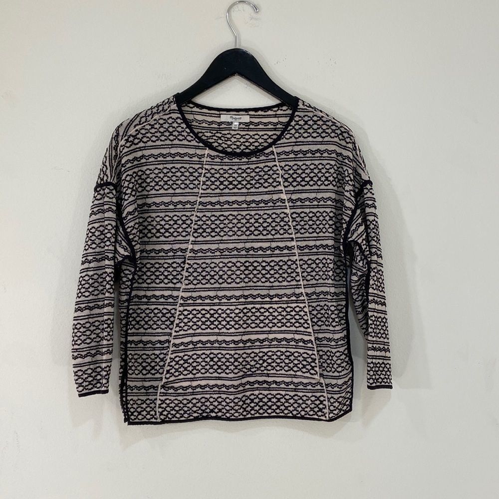 Madewell Cream Top Blouse Knit With Embroidery, Size- XS